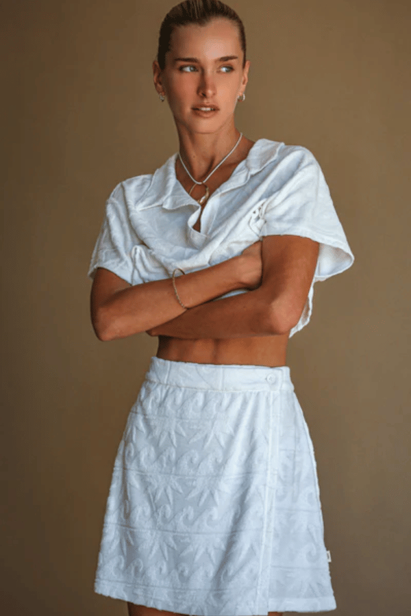 Araminta James | Waimea Terry Wrap Skirt Vanilla | Girls WIth Gems