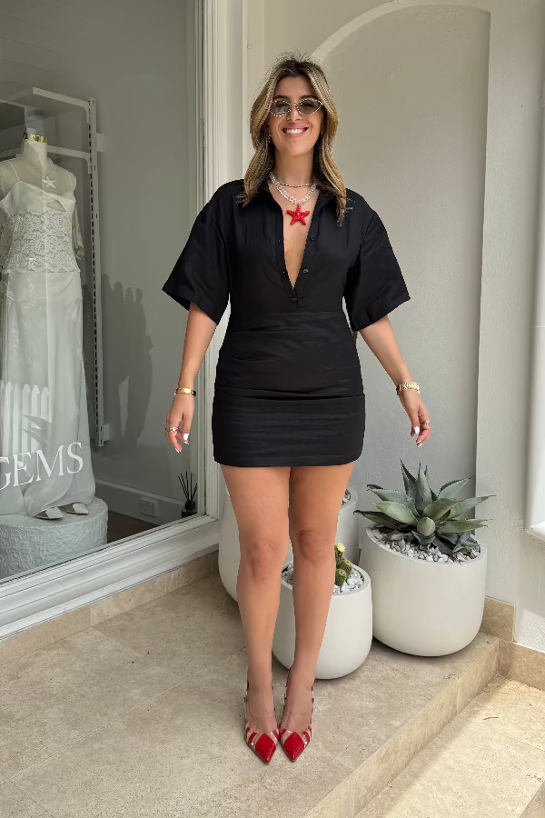 Sneaky Link Vida Shirt Dress Black Girls With Gems Girls with Gems