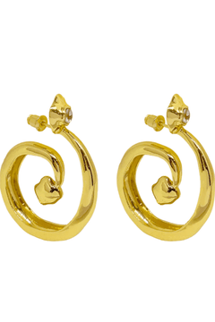 Gaia Earrings in Gold by Mountain and Moon, spiral gold earrings with CZ stones. Perfect for statement styling or evening wear.