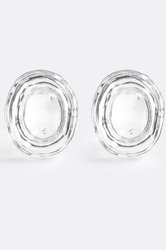Hot In Here Silver by Emma Pills - silver statement earrings with hammered texture and hollow design, designed for a bold lightweight look.