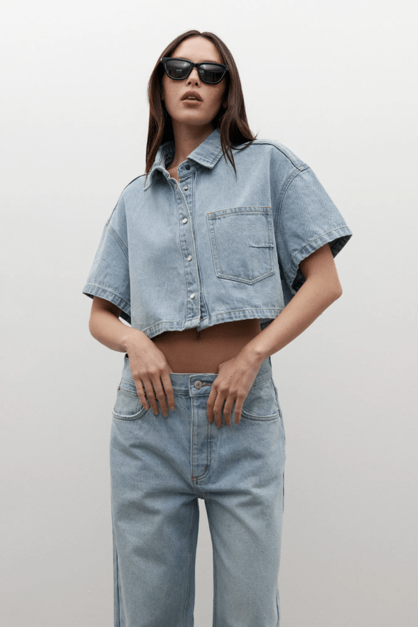Denim Crop Zara Denim Shirt Womens Bayse Zara Cropped Denim Shirt