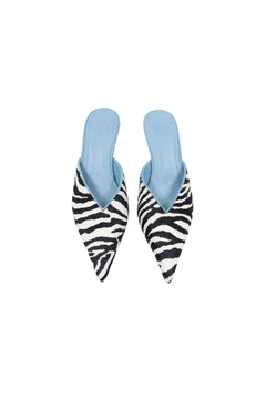 Ella Squire Zebra Suede Heels Zebra/Blue