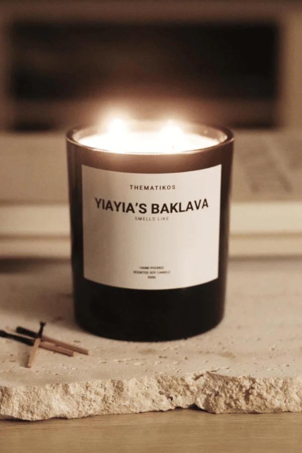 Thematikos | Yiayia's Baklava Scented Candle | Girls | With Gems