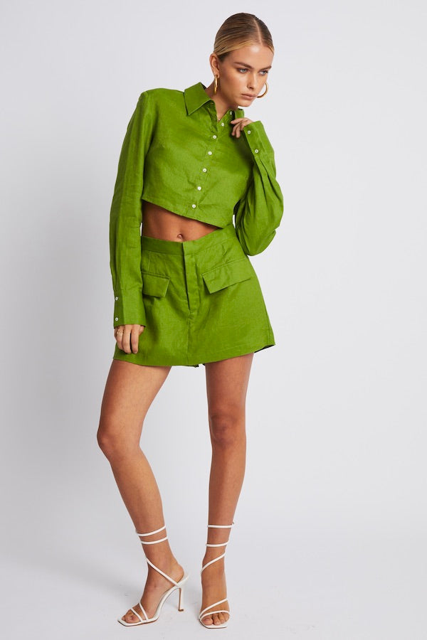 Summi Summi | Structured Cropped Shirt Olive | Girls with Gems