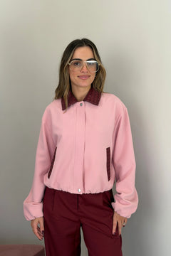 Penny Braided Collar Jacket Pink/Burgundy