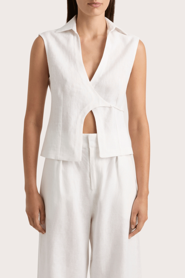 Faithfull the Brand | Antibes Sleeveless Wrap Shirt White | Girls With Gems