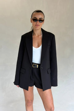 Bobbie Single Breasted Blazer Black by Sneaky Link, tailored blazer with structured fit, perfect for work or elevated styling