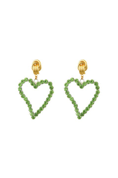 All Of My Heart Earrings Mini Light Green by Mayol, gold plated earrings with Swarovski crystals. Perfect for events or statement styling.