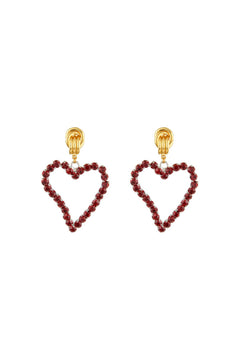 All Of My Heart Earrings Mini Red by Mayol, gold plated earrings with Swarovski crystals. Perfect for events or statement styling.