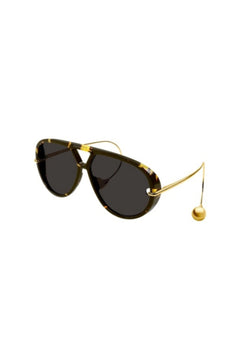 Bottega Veneta BV1273S005 Havana sunglasses with yellow nylon grey lenses and oversized rectangular shape.