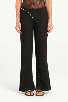 Braxton Saddle Pant Black by Benni - tailored slim fit pants with panel detail and leg splits, designed for a clean modern silhouette.