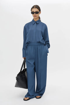 Cameo Pant by Camilla and Marc, a steel grey relaxed wide-leg pant with elasticated waist, pin-stitch detailing and tailored creases.