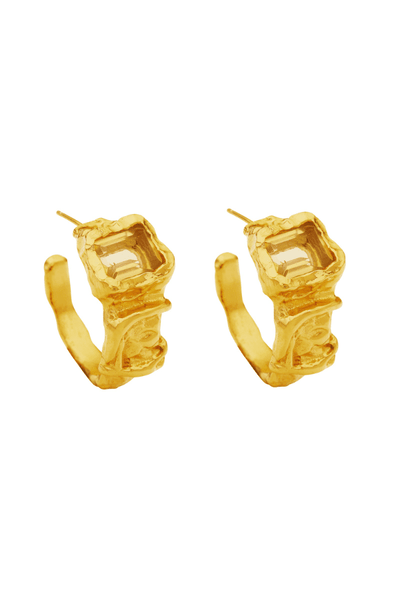 Orchid Earrings by Amber Sceats, handcrafted in Italy with 24K gold plating and citrine cubic zirconia, offering a radiant, elegant, and versatile style.