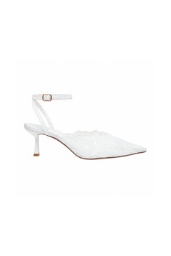 Diana Lace Heel White by Sneaky Link – lace heels with breathable lining and sleek shape. Perfect for party styling.