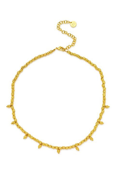 Dubai Necklace by Amber Sceats - gold necklace with textured teardrop pendants, designed for bold elevated styling.