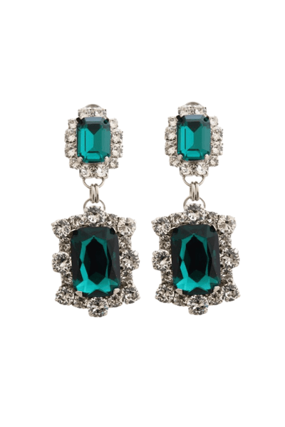 Dynasty Angelina Emerald Earrings by House of Emmanuele, crystal earrings in emerald tones. Perfect for events or statement styling.