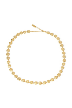 Emilia Gold Necklace by Arms Of Eve, gold necklace with crushed square links. Perfect for layering or elevated everyday styling.