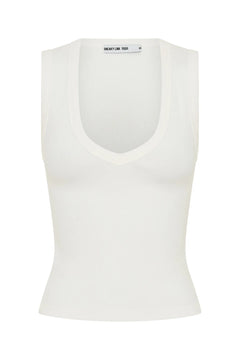 Jaz Hand V Neck Cotton Tank White by Sneaky Link – a slim cotton tank with V neckline. Perfect for effortless everyday styling.