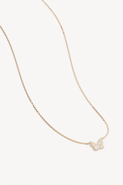 I Believe I Become Necklace by By Charlotte – 18k gold vermeil butterfly pendant with cubic zirconia stones.