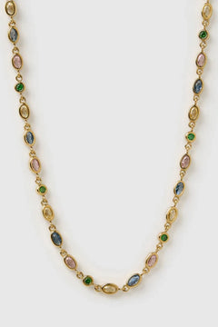 Isadora Gold Necklace in Multi by Arms Of Eve, featuring coloured zircon stones in polished gold for a playful, everyday shimmer.