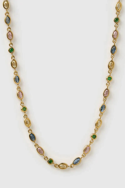 Isadora Gold Necklace in Multi by Arms Of Eve, featuring coloured zircon stones in polished gold for a playful, everyday shimmer.