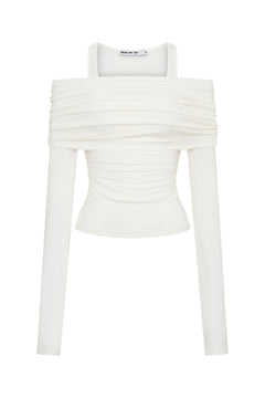 White Jaz layered long sleeve top with a relaxed fit and subtle texture detail on the sleeves.
