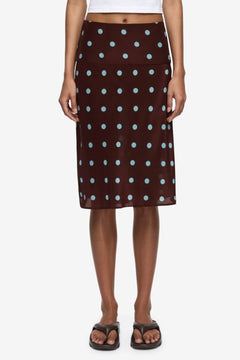 Mathilde Midi Skirt Polka Dot by Bec + Bridge – a midi skirt with polka dot print and sleek fit. Perfect for everyday styling.