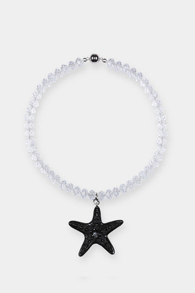 Mermaid Dreams Necklace Black by Shop Julietta, glass bead necklace with starfish pendant. Perfect for beach styling or everyday wear.