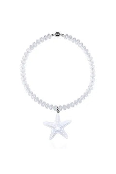 Mermaid Dreams Necklace White by Shop Julietta, glass bead necklace with starfish pendant. Perfect for beach styling or summer looks.