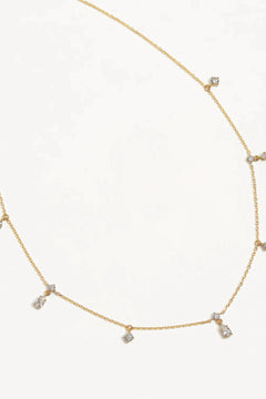 No Rain, No Flowers Choker by By Charlotte, 18k gold vermeil fine chain choker with sparkling cubic zirconias inspired by dewdrops.