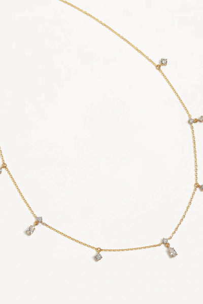 No Rain, No Flowers Choker by By Charlotte, 18k gold vermeil fine chain choker with sparkling cubic zirconias inspired by dewdrops.