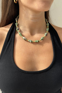 Piana Necklace by Amber Sceats - shell necklace with gold nugget beads, designed for elevated coastal styling.