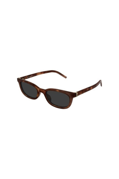 SLM160F003 Havana by Saint Laurent - slim rectangular sunglasses with havana frame and grey lenses, perfect for modern feminine styling.