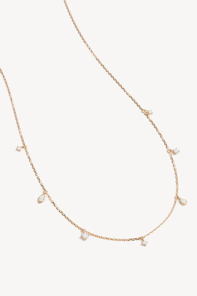 Scattered Light Choker by By Charlotte – 18k gold vermeil choker with cubic zirconia pendants on fine chain.