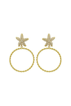 Serafina Earrings by Mayol, gold plated statement earrings with Swarovski crystals. Perfect for events or bold styling.