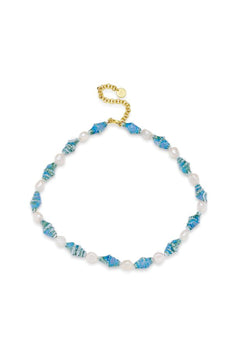 Siena Necklace by Amber Sceats – handcrafted in Italy with 24K gold plating, ceramic shells, and freshwater pearls for refined coastal elegance.