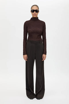 Sissil Top Chocolate by Camilla and Marc - long sleeve jersey top with funnel neck, designed for a clean modern silhouette.