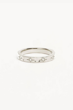 Sterling Silver Stardust Ring by By Charlotte, silver ring with CZ crystals and textured finish. Perfect for stacking or everyday styling.