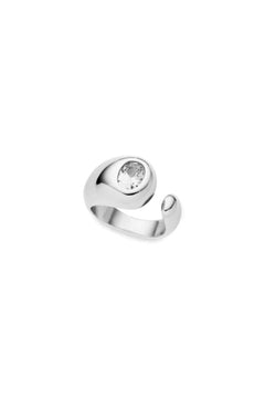 Vesper Ring by Amber Sceats – handcrafted in Italy from 24K gold-plated brass with a curved design and cubic zirconia crystal accent.