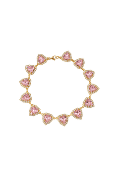 Vivian Necklace Pink by Mayol, gold plated necklace with crystal heart pendant. Perfect for everyday wear or gifting.