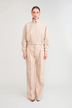 Zena Manstyle Pant Beige by Pfeiffer – wide leg pinstripe tailored trousers with relaxed menswear-inspired fit.