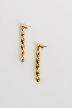 dith Earrings by Heaven Mayhem – gold twisted-bead drop earrings with sculptural movement and shine, perfect for refined everyday styling.