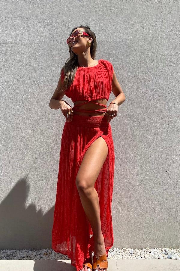 D Artemide Chloe Dress Red D'Artemide Alina Top Red Girls With