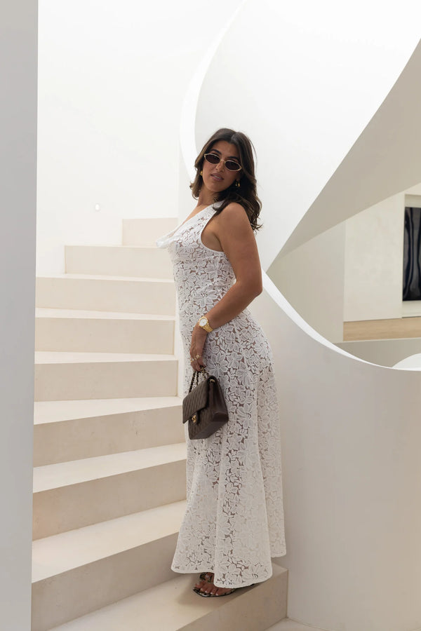 Jaz Hand Lace Maxi Dress White