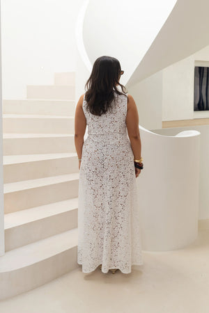 Jaz Hand Lace Maxi Dress White