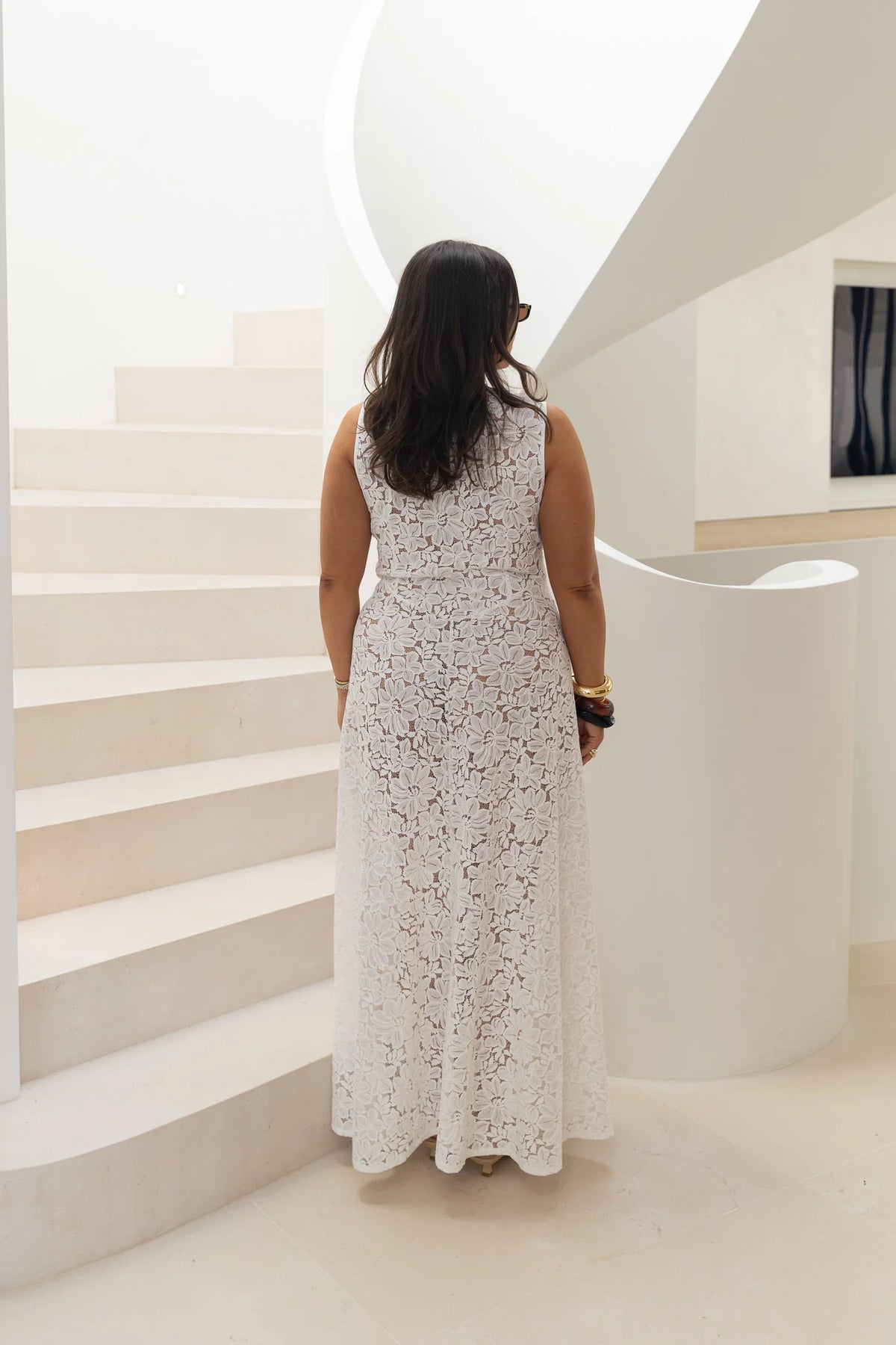 Jaz Hand Lace Maxi Dress White