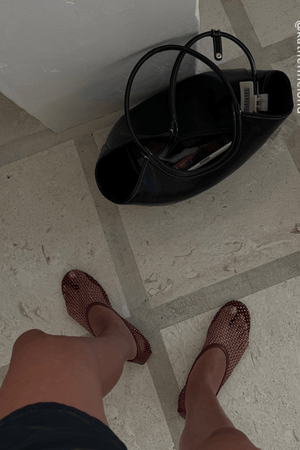 Clarissa Ballet Flat Merlot by Senso – Sheer mesh flats with crystal embellishments and rounded toe for a chic, sparkling everyday look.