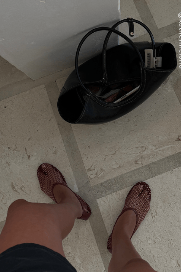 Clarissa Ballet Flat Merlot by Senso – Sheer mesh flats with crystal embellishments and rounded toe for a chic, sparkling everyday look.