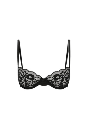 Annie Brief Black by Kat The Label, stretch lace brief with scalloped trim, perfect for elevated everyday lingerie