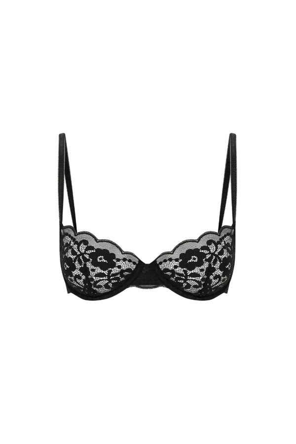 Annie Brief Black by Kat The Label, stretch lace brief with scalloped trim, perfect for elevated everyday lingerie